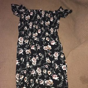Women’s Flower Long Romper- Black